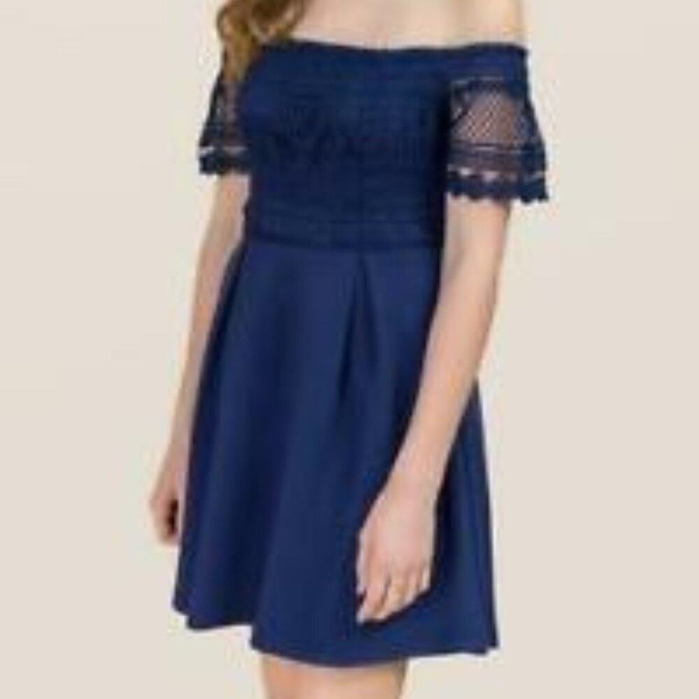 Francescas crochet top off shoulder dress FS17